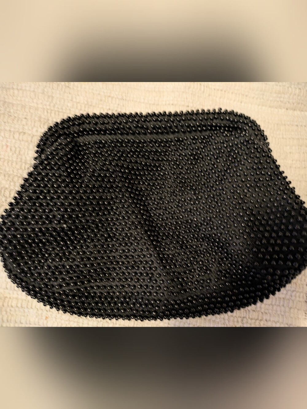 Vintage Beaded Evening Clutch Bag - Black. Brass Closure